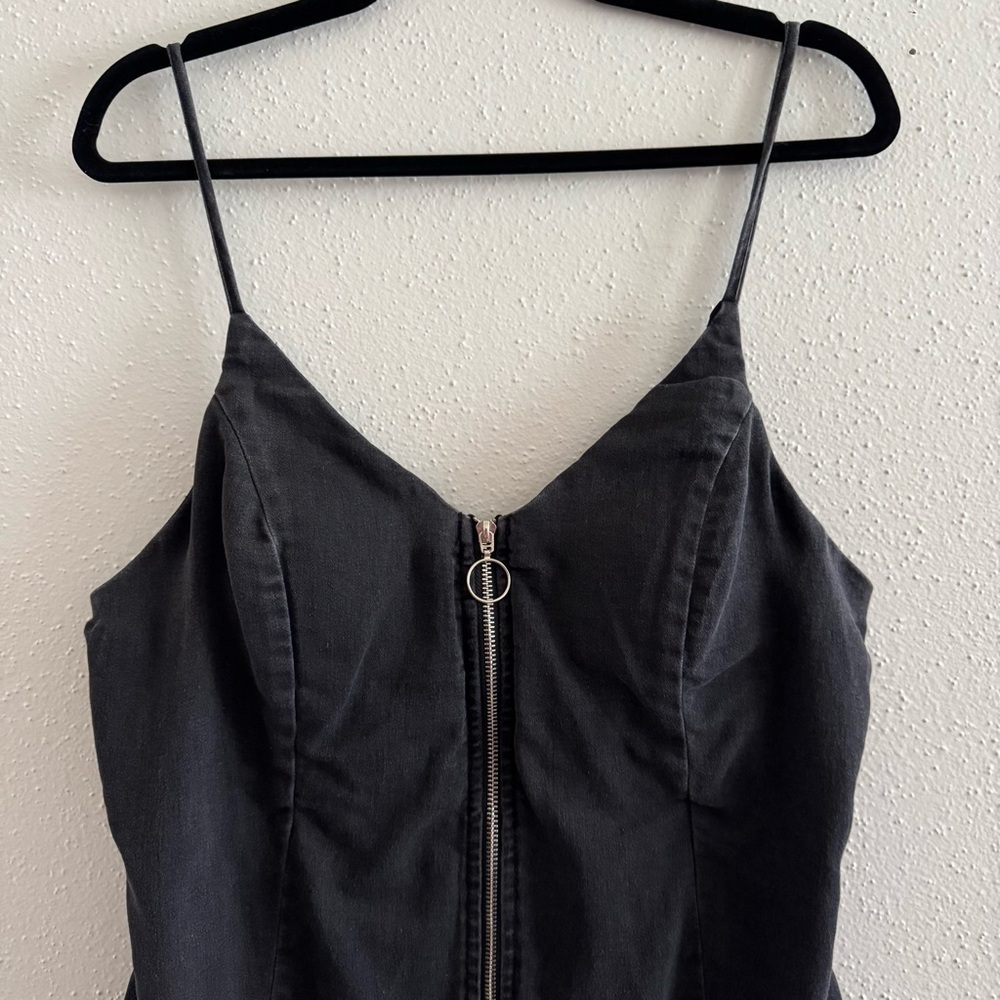Iris Black Denim Zip Front Mini Dress XL - Picture 4 of 9